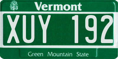 VT license plate XUY192