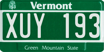 VT license plate XUY193