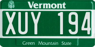 VT license plate XUY194