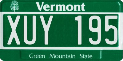 VT license plate XUY195