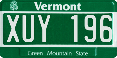 VT license plate XUY196