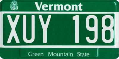 VT license plate XUY198