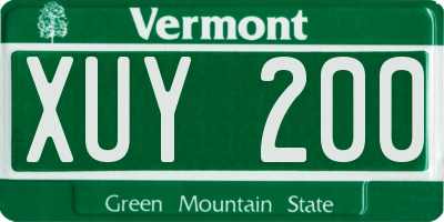 VT license plate XUY200