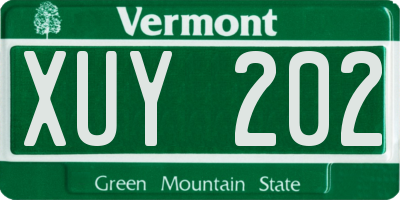 VT license plate XUY202