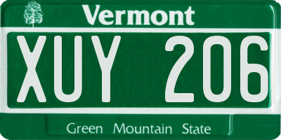 VT license plate XUY206