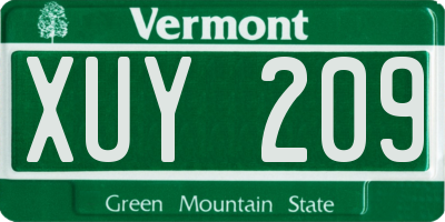 VT license plate XUY209