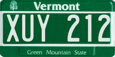 VT license plate XUY212