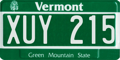 VT license plate XUY215