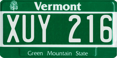 VT license plate XUY216