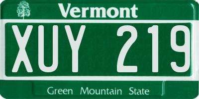 VT license plate XUY219
