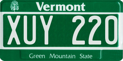 VT license plate XUY220