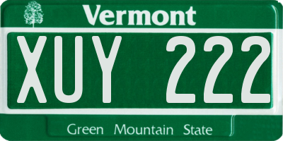 VT license plate XUY222