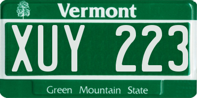 VT license plate XUY223