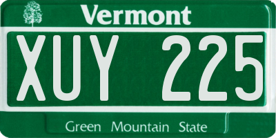 VT license plate XUY225