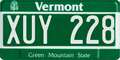 VT license plate XUY228
