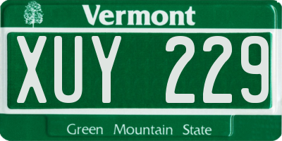 VT license plate XUY229