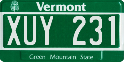VT license plate XUY231