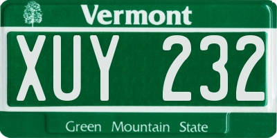 VT license plate XUY232