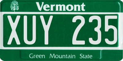 VT license plate XUY235