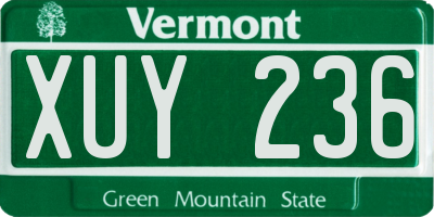 VT license plate XUY236