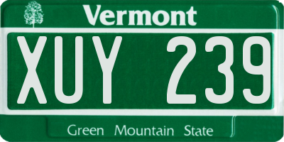 VT license plate XUY239