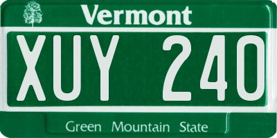 VT license plate XUY240