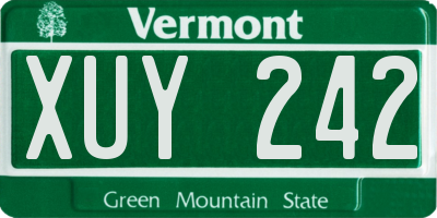 VT license plate XUY242