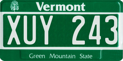 VT license plate XUY243
