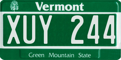 VT license plate XUY244