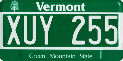 VT license plate XUY255