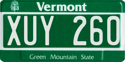 VT license plate XUY260