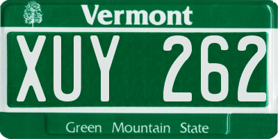 VT license plate XUY262