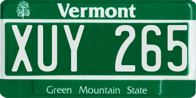 VT license plate XUY265