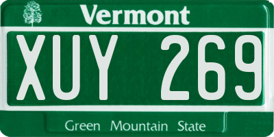 VT license plate XUY269