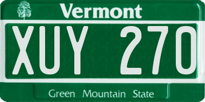VT license plate XUY270