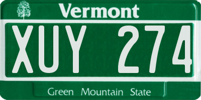 VT license plate XUY274
