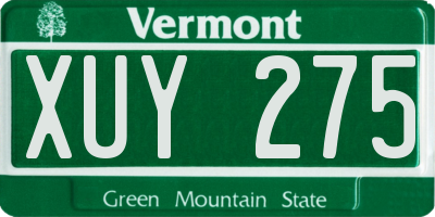 VT license plate XUY275