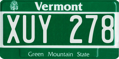 VT license plate XUY278