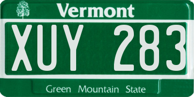 VT license plate XUY283