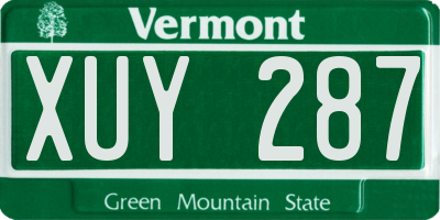 VT license plate XUY287