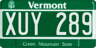 VT license plate XUY289