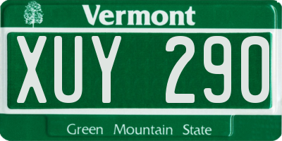 VT license plate XUY290