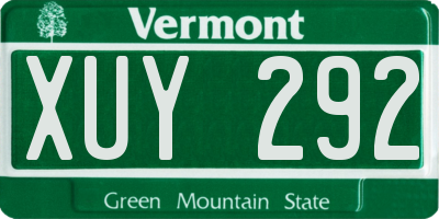 VT license plate XUY292