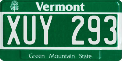VT license plate XUY293