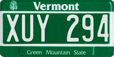 VT license plate XUY294
