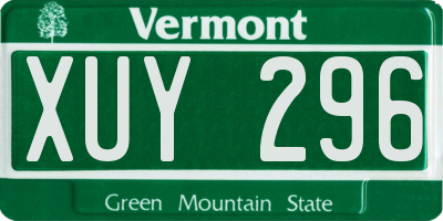 VT license plate XUY296