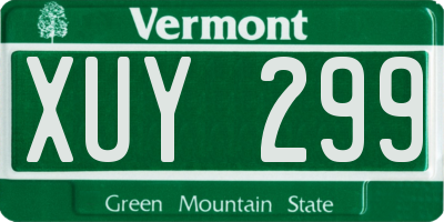 VT license plate XUY299