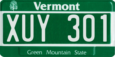 VT license plate XUY301
