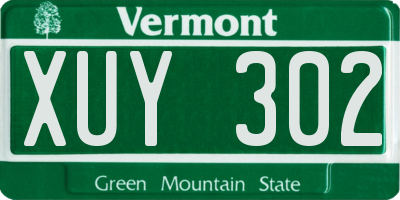 VT license plate XUY302