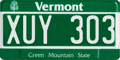 VT license plate XUY303
